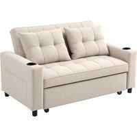 HOMCOM Two-Seater Pull-Out Sofa Bed - Beige
