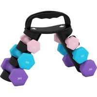 SPORTNOW Dumbbells Set with Storage Rack, 2 x 1kg, 2 x 2kg, 2 x 3kg, Pink