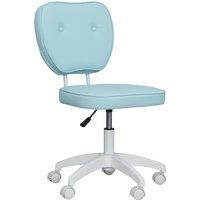 Vinsetto Vanity Office Chair, PU Leather Computer Chair for Home, with Adjustable Height, Armless, Swivel Wheels, Blue