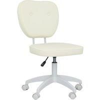 Vinsetto Vanity Office Chair, PU Leather Computer Chair for Home, with Adjustable Height, Armless, Swivel Wheels, Cream