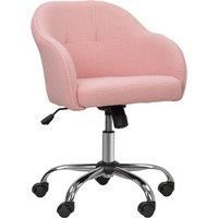 Fluffy Desk Chair for Home Study Bedroom, Fabric Makeup Vanity Chair, Pink