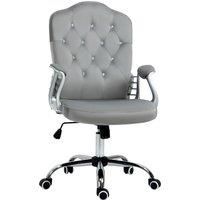 Vinsetto Velvet-Feel Work Chair, with Diamante Back - Grey