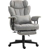 HOMCOM Executive Office Chair, Ergonomic Desk Chair with Foot Rest, Lumbar Support, Reclining Function and Wide Seat, Grey
