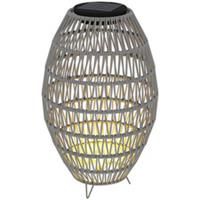 Outsunny Rattan Solar Lamp, Auto On/Off Garden Lantern, Grey