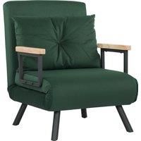 HOMCOM 4-in-1 Velvet-Feel Single Chair Bed, with Pillow - Green