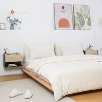 HOMCOM Floating Bedside Table Set of 2, Wall Mounted Bedside Cabinet with Drawer and Open Shelf, Modern Nightstand for Bedroom, 46 x 30 x 30 cm, Oak Tone