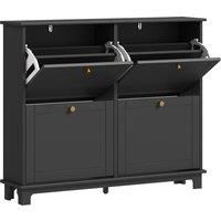 HOMCOM Narrow Shoe Storage Cabinet, Slim Shoe Cabinet with 4 Flip Drawers, Adjustable Shelves for 16 Pairs of Shoes, Black