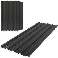 Outsunny Set of 12 Corrugated Steel Roof Sheet Panels - Black
