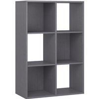 6-Cube Bookshelf, Freestanding 3-Tier Bookcase for Home Office, Grey