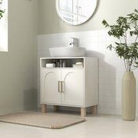 HOMCOM Under Sink Bathroom Cabinet for Basin without Pedestal, Cream White, Cream