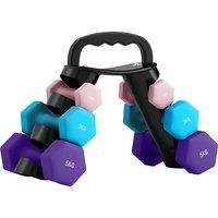 SPORTNOW Dumbbells Set with Storage Rack, 2 x 1kg, 2 x 3kg, 2 x 5kg, Pink