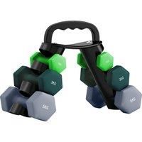 SPORTNOW Dumbbells Set with Storage Rack, 2 x 1kg, 2 x 3kg, 2 x 5kg, Green