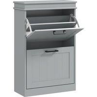 HOMCOM Two-Drawer Minimalistic Shoe Storage Cabinet, for 10 Shoes, Grey