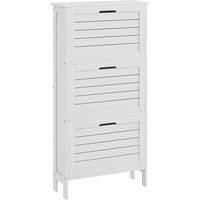 Narrow Shoe Cabinet with 3 Flip Drawers for 6 Pairs of Shoes, White