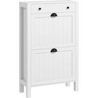 Shoe Storage Cabinet with 2 Flip Drawers for 8 Pairs of Shoes, White