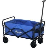 Outsunny 62L Festival Trolley on Wheels, Garden Folding Trolley Cart, 120kg Heavy Duty Collapsible Folding Wagon with Adjustable Handle and Carrying Bag for Beach, Camping, Festival, Blue