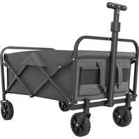 Outsunny 62L Festival Trolley on Wheels, Garden Folding Trolley Cart, 120kg Heavy Duty Collapsible Folding Wagon with Adjustable Handle and Carrying Bag for Beach, Camping, Festival, Grey