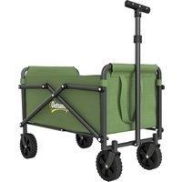 Outsunny 41L Festival Trolley on Wheels, Small Garden Folding Trolley Cart, 60kg Heavy Duty Collapsible Folding Wagon with Adjustable Handle and Carrying Bag for Beach, Camping, Festival, Green