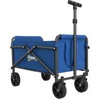 Outsunny 41L Festival Trolley on Wheels, Small Garden Folding Trolley Cart, 60kg Heavy Duty Collapsible Folding Wagon with Adjustable Handle and Carrying Bag for Beach, Camping, Festival, Blue