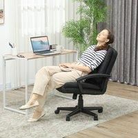 HOMCOM Office Chair, Computer Desk Chair, Linen Mid Back Executive Chair with Adjustable Height and Swivel Rolling Wheels for Home Study, Black