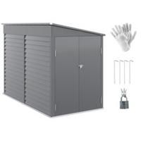Outsunny 5 x 9ft Galvanised Metal Garden Shed with Foundation Kit, Grey