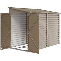 Outsunny 5 x 9ft Galvanised Metal Garden Shed with Foundation Kit, Outdoor Lean-to Shed, Tool Storage House with Lockable Doors, Gloves and 2 Air Vents for Patio, Garden, Brown