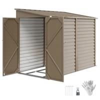 Outsunny 5 x 9ft Galvanised Metal Garden Shed with Foundation Kit, Brown