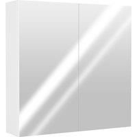 HOMCOM Double Door Wall Mounted Glass Mirror Cabinet Modern Storage Unit Bathroom Shelf Organiser Waterproof Wooden Frame 60W x 15D x 60H cm