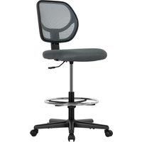 Vinsetto Ergonomic Mesh Standing Desk Chair with Adjustable Footrest Ring and Seat Height Charcoal Grey