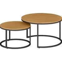HOMCOM Set of Two Wood-Effect Stacking Tables - Brown