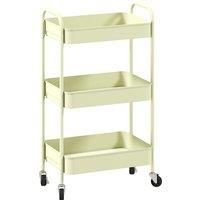 HOMCOM Three-Tier Steel Storage Trolley - Green