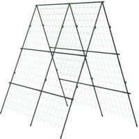 Outsunny Garden Cucumber Trellis for Climbing Plants, A-Frame Trellis Plant Support with Climbing Net, DIY Adjustable Cucumber Support Frame for Raised Bed, Vegetables, Flowers, Fruit, Green