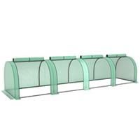 Outsunny Tunnel Greenhouse Steel Frame for Garden w/ Zipper Doors, Green