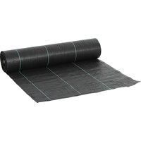 Outsunny 2m x 90m Weed Control Membrane, Heavy Duty Weed Control Barrier Fabric, 90gsm Ground Cover for Patios, Garden, Flower beds, Landscaping