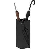HOMCOM Metal Umbrella Stand, Square Umbrella Holder with 4 Hooks and Removable Drip Tray, Decorative Umbrella Storage Rack for Entryway, Hallway, 15.5 x 15.5 x 41 cm, Black