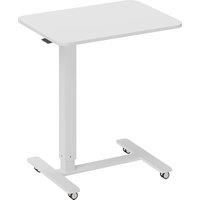 Pneumatic Sit Stand Desk for Laptop, Mobile Overbed Table with Wheels, White