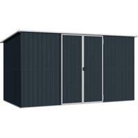 Outsunny 11 x 5.6ft Galvanised Steel Garden Shed, Metal Shed, Garden Storage Shed with Lockable Doors and Gloves for Outdoor Patio, Garden, Grey