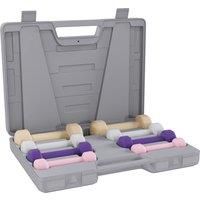 10kg Dumbbell Weights Set with Carry Case, Pink, Purple, Grey, Brown