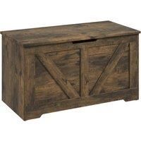 HOMCOM 100L Home Storage Box, with Safety Hinges - Rustic Brown