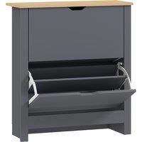 HOMCOM Slim Shoe Cabinet, Narrow Shoe Cupboard with 2 Flip Drawers, Adjustable Shelves for 12 Pairs of Shoes, Charcoal Grey