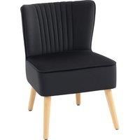 Fabric Accent Chair Modern Armless Leisure Chair with Wood Legs, Black