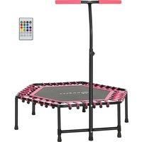 SPORTNOW 45" Rebounder Trampoline for Adults, Quiet Bungee Rebounder with LED Lights and Adjustable Handle, Pink