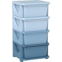 HOMCOM Four-Tier Kids Storage Boxes, with Four Drawers - Blue