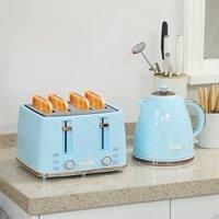 HOMCOM Kettle and Toaster Set, 1.7L 3000W Fast Boil Jug Kettle with Auto Shut Off, 4 Slice Toaster with 7 Level Browning Controls & Crumb Tray, UK Otter Thermostat, Light Blue