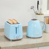 HOMCOM Kettle and Toaster Set, 1.7L 3000W Fast Boil Jug Kettle with Auto Shut Off, 2 Slice Toaster with 7 Level Browning Controls & Crumb Tray, UK Otter Thermostat, Light Blue