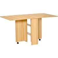 Folding Dining Table with Storage Shelf, Drop Leaf Table for Small Spaces, Teak