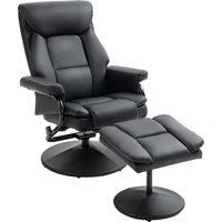 Swivel Recliner Chair with Footstool for Living Room, Bedroom, Black