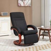 HOMCOM Swivel Recliner Chair with Footstool and Wood Base, Manual Reclining Chair for Living Room, Bedroom, Black