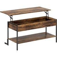 Lift Top Coffee Table with Hidden Compartment and Open Shelf Rustic Brown