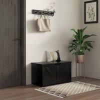 HOMCOM Storage Trunk for Living Room, with Safety Hinges, 80cm, Black, Black